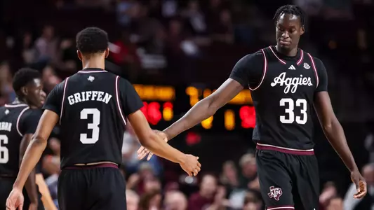 COLLEGE STATION, TX - November 21, 2025 - Forward Federiko Federiko #33 of the Texas A&M Aggies during the game between the Manhattan College Jaspers and the Texas A&M Aggies at Reed Arena in College Station, TX. Photo By Chris Swann/Texas A&M Athletics