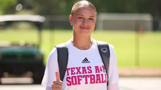 ATHENS, GA - April 05, 2025 - Grace Sparks #32 of the Texas A&M Aggies during the game between the Georgia Bulldogs and the Texas A&M Aggies at Jack Turner Stadium in Athens, GA. Photo By Evan Pilat