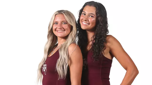 Daria Smetannikov and Mia Kupres pose at 2024 women's tennis portrait shoot