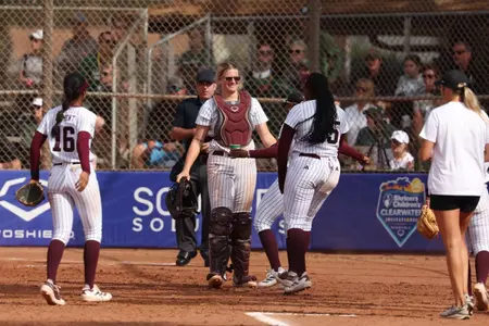 Clearwater, Florida - February 16, 2025 - DeeDee Baldwin #39 of the Texas A&M Aggies during the game between the Charlotte 49ers and the Texas A&M Aggies at Eddie C. Moore Fields in Clearwater, Florida. Photo By Evan Pilat