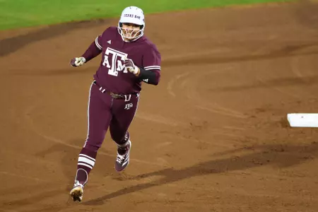 COLLEGE STATION, TX - February 28, 2025 - Mya Perez #24 of the Texas A&M Aggies during the game between the George Washington Colonials and the Texas A&M Aggies at Davis Diamond in College Station, TX. Photo By Evan Pilat/Texas A&M Athletics