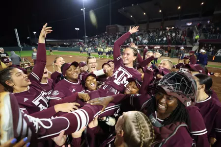 COLLEGE STATION, TX - February 28, 2025 - Sydney Lessentine #7 of the Texas A&M Aggies during the game between the George Washington Colonials and the Texas A&M Aggies at Davis Diamond in College Station, TX. Photo By Evan Pilat/Texas A&M Athletics