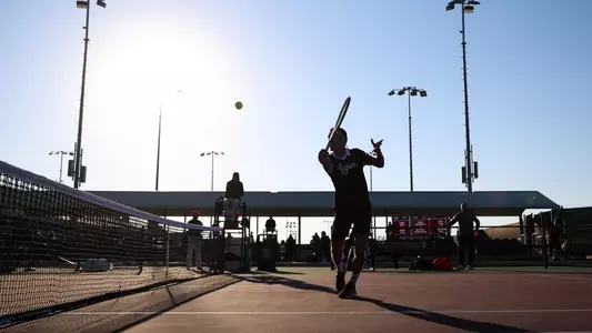 COLLEGE STATION, TX - January 18, 2025 - Giulio Perego of the Texas A&M Aggies during the game between the UT San Antonio Roadrunners and the Texas A&M Aggies at Mitchell Tennis Center in College Station, TX. Photo By Sydney Stevenson/Texas A&M Athletics