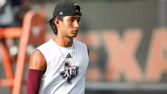 AUSTIN, TX - May 10, 2024 - JC Roddick of the Texas A&M Aggies during the game between the Texas Longhorns and the Texas A&M Aggies at Texas Tennis Center in Austin, TX. Photo By Ishika Samant