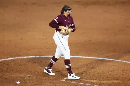 COLLEGE STATION, TX - February 06, 2025 - Sidne Peters #2 of the Texas A&M Aggies during the game between the Utah State Aggies and the Texas A&M Aggies at Davis Diamond in College Station, TX. Photo By Evan Pilat/Texas A&M Athletics