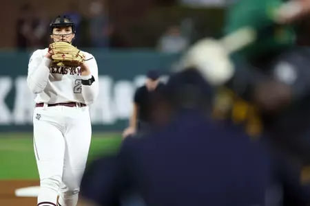 COLLEGE STATION, TX - February 07, 2025 - Sidne Peters #2 of the Texas A&M Aggies during the game between the Baylor Bears and the Texas A&M Aggies at Davis Diamond in College Station, TX. Photo By Evan Pilat/Texas A&M Athletics