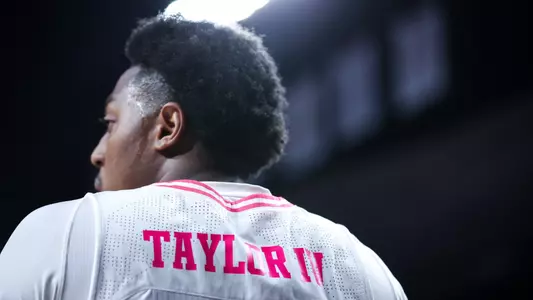 COLLEGE STATION, TX - January 28, 2025 - Guard Wade Taylor #4 of the Texas A&M Aggies during the game between the Oklahoma Sooners and the Texas A&M Aggies at Reed Arena in College Station, TX. Photo By Wesley Bowers/Texas A&M Athletics