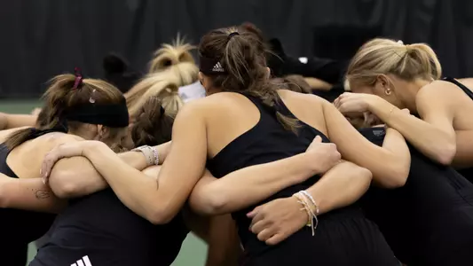 Waco, TX - January 20, 2024 - Texas A&M Aggie Women's Tennis Team during the game between the Harvard Crimson and the Texas A&M Aggies at Hurd Tennis Center in Waco, TX. Photo By Sydney Stevenson/Texas A&M Athletics