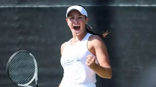 COLLEGE STATION, TX - March 02, 2025 - Mia Kupres of the Texas A&M Aggies during the game between the Oklahoma Sooners and the Texas A&M Aggies at Mitchell Tennis Center in College Station, TX. Photo By Wesley Bowers/Texas A&M Athletics