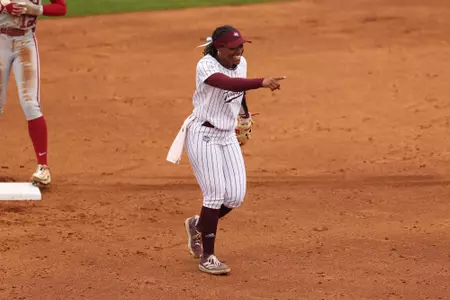 COLLEGE STATION, TX - March 23, 2025 - Koko Wooley #3 of the Texas A&M Aggies during the game between the Alabama Crimson Tide and the Texas A&M Aggies at Davis Diamond in College Station, TX. Photo By Evan Pilat/Texas A&M Athletics
