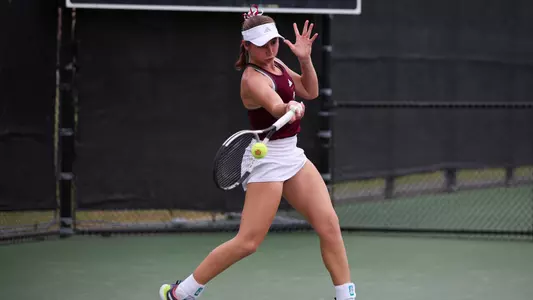 COLLEGE STATION, TX - March 23, 2025 - Mary Stoiana of the Texas A&M Aggies during the game between the LSU Tigers and the Texas A&M Aggies at Mitchell Tennis Center in College Station, TX. Photo By Bailee Wagner/Texas A&M Athletics