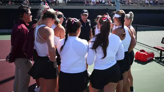 COLLEGE STATION, TX - February 02, 2025 - Women?s Tennis Team during the game between the Sam Houston St. Bearcats and the Texas A&M Aggies at Mitchell Tennis Center in College Station, TX. Photo By Bailee Wagner/Texas A&M Athletics