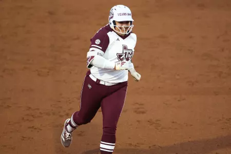 COLLEGE STATION, TX - March 07, 2025 - Mya Perez #24 of the Texas A&M Aggies during the game between the Florida Gators and the Texas A&M Aggies at Davis Diamond in College Station, TX. Photo By Evan Pilat/Texas A&M Athletics