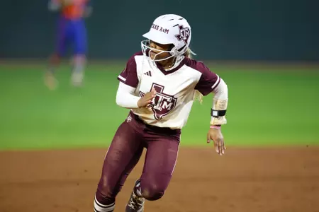 COLLEGE STATION, TX - March 07, 2025 - Kennedy Powell #1 of the Texas A&M Aggies during the game between the Florida Gators and the Texas A&M Aggies at Davis Diamond in College Station, TX. Photo By Evan Pilat/Texas A&M Athletics