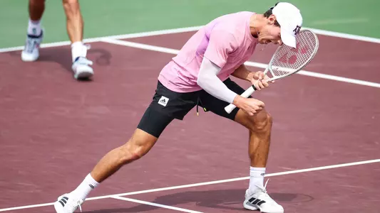 COLLEGE STATION, TX - March 08, 2025 - Giulio Perego of the Texas A&M Aggies during the game between the Florida Gators and the Texas A&M Aggies at Mitchell Tennis Center in College Station, TX. Photo By Julianne Shivers/Texas A&M Athletics