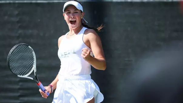 COLLEGE STATION, TX - March 02, 2025 - Mia Kupres of the Texas A&M Aggies during the game between the Oklahoma Sooners and the Texas A&M Aggies at Mitchell Tennis Center in College Station, TX. Photo By Wesley Bowers/Texas A&M Athletics