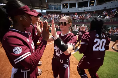 COLLEGE STATION, TX - April 12, 2025 - Frankie Vrazel #8 of the Texas A&M Aggies during the game between the LSU Tigers and the Texas A&M Aggies at Davis Diamond in College Station, TX. Photo By Evan Pilat/Texas A&M Athletics