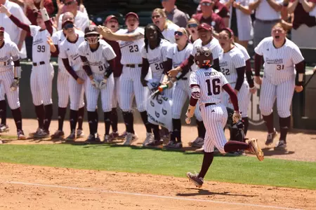 COLLEGE STATION, TX - April 13, 2025 - KK Dement #16 of the Texas A&M Aggies during the game between the LSU Tigers and the Texas A&M Aggies at Davis Diamond in College Station, TX. Photo By Evan Pilat/Texas A&M Athletics