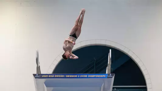 Jaxon Bowshire diving on platform at NCAA Championships