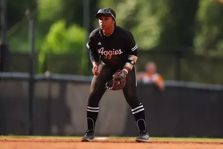 KNOXVILLE, TN - May 01, 2025 - Kennedy Powell #1 of the Texas A&M Aggies during the game between the Tennessee Volunteers and the Texas A&M Aggies at Sherri Parker Lee Stadium in Knoxville, TN. Photo By Evan Pilat