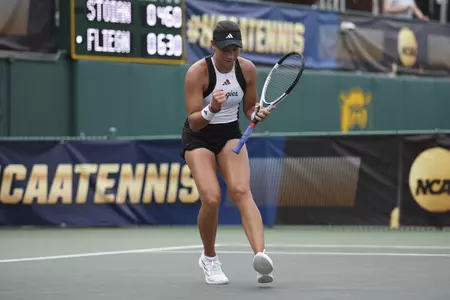 WACO, TX - May 17, 2025 - Mia Kupres of the Texas A&M Aggies during the NCAA Final Four game between the Texas A&M Aggies and the Michigan Wolverines at Hurd Tennis Center in Waco, TX. Photo By Chris Swann/Texas A&M Athletics