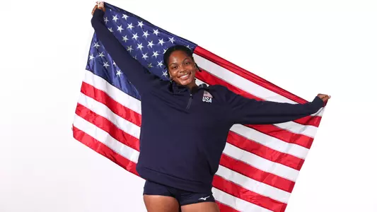 COLLEGE STATION, TX - August 09, 2024 - Middle Blocker Ifenna Cos-Okpalla #1 of the Texas A&M Aggies during USA Volleyball gear photoshoot in College Station, TX. Photo By Evan Pilat/Texas A&M Athletics
