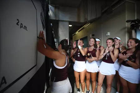 COLLEGE STATION, TX - May 09, 2025 - Luciana Perez of the Texas A&M Aggies during the game between the UCLA Bruins and the Texas A&M Aggies at Mitchell Tennis Center in College Station, TX. Photo By Chris Swann/Texas A&M Athletics