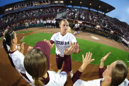 COLLEGE STATION, TX - April 25, 2025 - Grace Sparks #32 of the Texas A&M Aggies during the game between the Arkansas Razorbacks and the Texas A&M Aggies at Davis Diamond in College Station, TX. Photo By Evan Pilat/Texas A&M Athletics