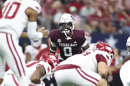 Arlington, Texas - September 28, 2024 - Linebacker Scooby Williams #0 of the Texas A&M Aggies during the game between the Arkansas Razorbacks and the Texas A&M Aggies at AT&T Stadium in Arlington, Texas. Photo By Evan Pilat/Texas A&M Athletics