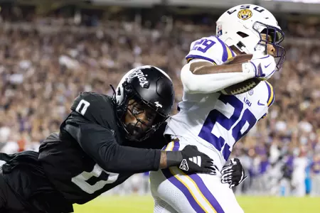 COLLEGE STATION, TX - October 26, 2024 - Linebacker Scooby Williams #0 of the Texas A&M Aggies during the game between the LSU Tigers and the Texas A&M Aggies at Kyle Field in College Station, TX. Photo By Wesley Bowers/Texas A&M Athletics