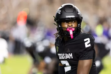 COLLEGE STATION, TX - October 26, 2024 - Defensive back Terry Bussey #2 of the Texas A&M Aggies during the game between the LSU Tigers and the Texas A&M Aggies at Kyle Field in College Station, TX. Photo By Wesley Bowers/Texas A&M Athletics