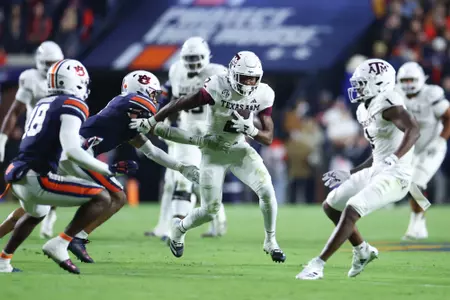AUBURN, AL - November 23, 2024 - Wide receiver Terry Bussey #2 of the Texas A&M Aggies during the game between the Auburn Tigers and the Texas A&M Aggies at Jordan-Hare Stadium in Auburn, AL. Photo By Evan Pilat