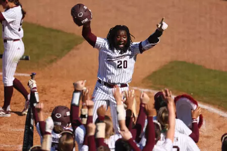 COLLEGE STATION, TX - March 02, 2025 - Olivia Johnson #20 of the Texas A&M Aggies during the game between the Texas Tech Red Raiders and the Texas A&M Aggies at Davis Diamond in College Station, TX. Photo By Evan Pilat/Texas A&M Athletics