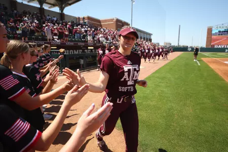 COLLEGE STATION, TX - April 12, 2025 - Ariel Kowalewski #47 of the Texas A&M Aggies during the game between the LSU Tigers and the Texas A&M Aggies at Davis Diamond in College Station, TX. Photo By Evan Pilat/Texas A&M Athletics
