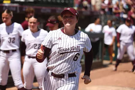 COLLEGE STATION, TX - April 13, 2025 - Taylor Brown #6 of the Texas A&M Aggies during the game between the LSU Tigers and the Texas A&M Aggies at Davis Diamond in College Station, TX. Photo By Evan Pilat/Texas A&M Athletics