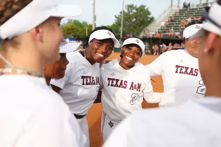 ATHENS, GA - May 09, 2025 - Kylei Griffin #35 of the Texas A&M Aggies and Koko Wooley #3 of the Texas A&M Aggies during the game between the Texas Longhorns and the Texas A&M Aggies at Jack Turner Stadium in Athens, GA. Photo By Evan Pilat