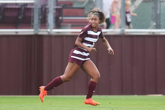 COLLEGE STATION, TX - March 23, 2025 - Defender Tessa Arreola Lavender #5 of the Texas A&M Aggies during the game between the Baylor Bears and the Texas A&M Aggies at Ellis Field in College Station, TX. Photo By Ethan Mito/Texas A&M Athletics