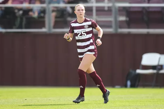 Savannah Hutchins prowls the front line during spring exhibition match