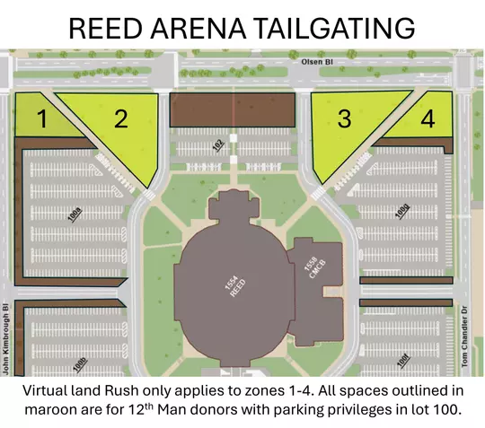 Reed Arena Tailgating Updated Map