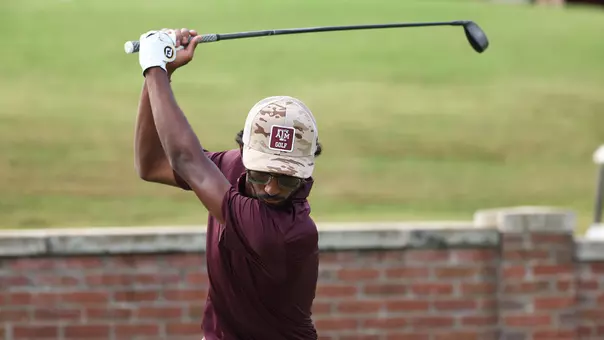Shiv Parmar in his backswing at the Ben Hogan Collegiate