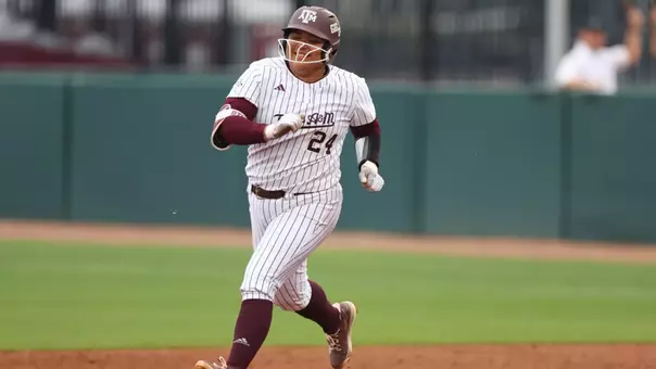 COLLEGE STATION, TX - March 30, 2025 - Mya Perez #24 of the Texas A&M Aggies during the game between the Loyola Marymount Lions and the Texas A&M Aggies at Davis Diamond in College Station, TX. Photo By Evan Pilat/Texas A&M Athletics