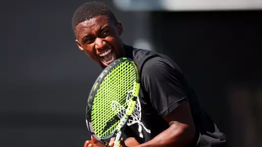 COLLEGE STATION, TX - October 20, 2025 - Kholo Montsi of the Texas A&M Aggies during ITA quarterfinals qualifiers at Mitchell Tennis Center in College Station, TX. Photo By Julianne Shivers/Texas A&M Athletics