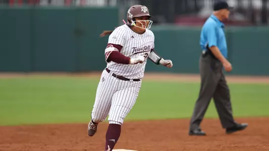 COLLEGE STATION, TX - March 30, 2025 - Mya Perez #24 of the Texas A&M Aggies during the game between the Loyola Marymount Lions and the Texas A&M Aggies at Davis Diamond in College Station, TX. Photo By Evan Pilat/Texas A&M Athletics