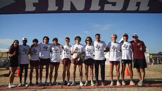 COLLEGE STATION, TX - October 17, 2025 - The Texas A&M Aggies Cross Country Team during the Arturo Barrios Invitational at Watts Cross Country Course in College Station, TX. Photo By Sydney Stevenson/Texas A&M Athletics