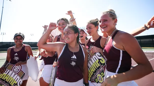 Aggies celebrate winning their fourth straight SEC regular season title
