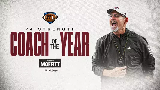 Texas A&M director of football strength and conditioning Tommy Moffitt has been named the Inside the League (ITL) strength coach of the year.