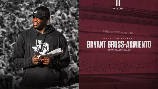 Texas A&M head coach Mike Elko announced Thursday the promotion of Bryant Gross-Armiento to cornerbacks coach.