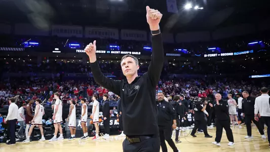OKLAHOMA CITY, OK - March 19, 2026 - Head Coach Bucky McMillan of the Texas A&M Aggies during the game between the Saint Mary's College of California Gaels and the Texas A&M Aggies at Paycom Center in Oklahoma City, OK. Photo By Ethan Mito/Texas A&M Athletics