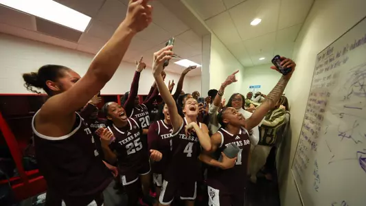 COLLEGE STATION, TX - March 01, 2026 - Texas A&M Aggies Women's Basketball Team during the game between the Ole Miss Rebels and the Texas A&M Aggies at Reed Arena in College Station, TX. Photo By Micah Richter/Texas A&M Athletics