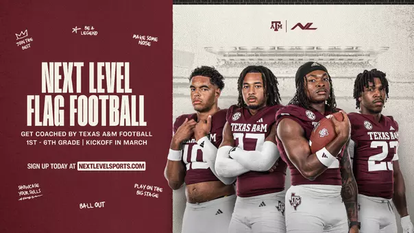 Texas A&M football is partnering with Next Level Sports to launch the inaugural season of Next Level Flag Football in Bryan-College Station.
